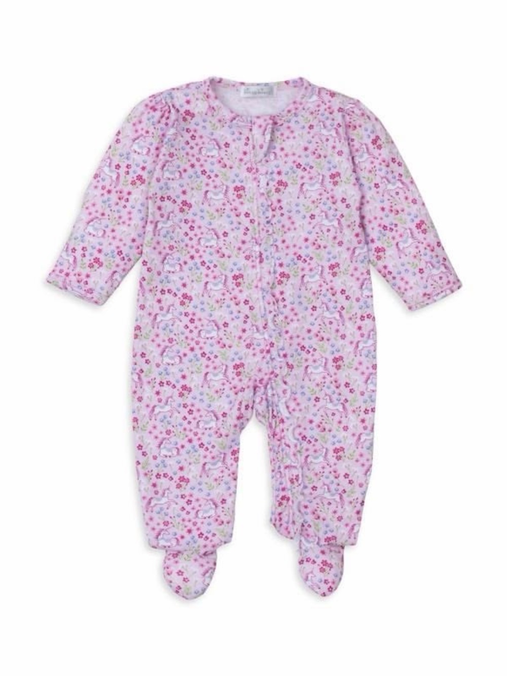 Kissy Kissy Pink Unique Unicorns Ruffled Floral Footie Onesie